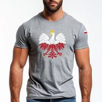 Koszulka z orłem polski w kolorze biało czerwonym męska koszulka szara melange koszulka patriotyczna